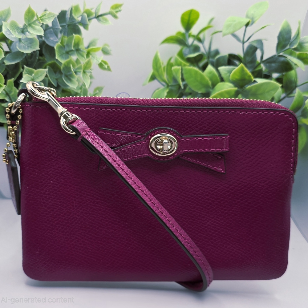 COACH Fushia Leather TURNLOCK BOW Wristlet